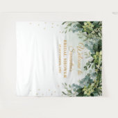 ボヘミアンスタイルのグリーンと多肉植物のブライダルバックドロップ タペストリー (正面(横))