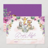 ボヘミアンスタイルのサファリ ジャングル ベイビー シャワー おむつくじ エンクロージャーカード (正面/裏面)