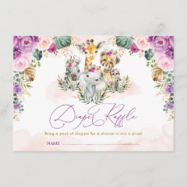 ボヘミアンスタイルのサファリ ジャングル ベイビー シャワー おむつくじ エンクロージャーカード