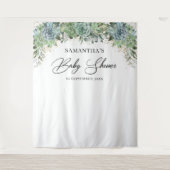 ボヘミアンスタイルのサボテンとユーカリのゴールドフレームのベビーシャワー タペストリー (正面)