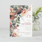 ボヘミアンスタイルのサマーガーデン フラワーベイビーシャワーパーティー 招待状 (スタンド正面)