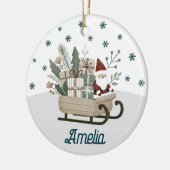 ボヘミアンスタイルのサンタのそり 名入れ セラミックオーナメント (左)