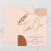 ボヘミアンスタイルのタン ブラウンの結婚式テーブル席 招待状 (正面/裏面)