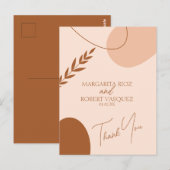 ボヘミアンスタイルのタン ブラウン ウェディング カップル 感謝 ポストカード (正面/裏面)