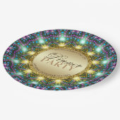 ボヘミアンスタイルのダイニングパーティー ゴールド ブラック ブライトカラー ペーパープレート (アングル)