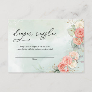 ボヘミアンスタイルのダスティーローズグリーンの花輪おむつラフルのセット エンクロージャーカード
