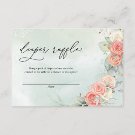 ボヘミアンスタイルのダスティーローズグリーンリース ディッパーラッフル エンクロージャーカード