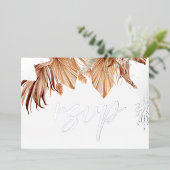 ボヘミアンスタイルのトレンディーな花柄ウェディングシルバーフォイルRSVP 箔招待状 (立ち正面)