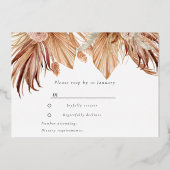 ボヘミアンスタイルのトレンディーな花柄ウェディングシルバーフォイルRSVP 箔招待状 (裏面)