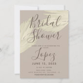 ボヘミアンスタイルのパンパス ブライダルシャワー ベージュ ブラウン 招待状 (正面)