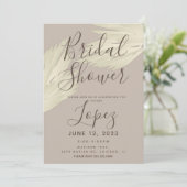 ボヘミアンスタイルのパンパス ブライダルシャワー ベージュ ブラウン 招待状 (スタンド正面)