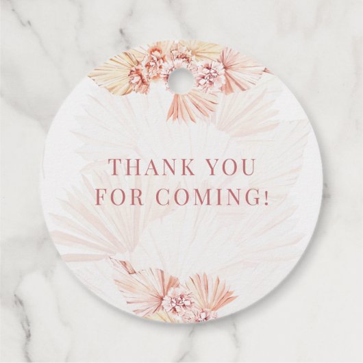 ボヘミアンスタイルのブライダルシャワー ボホ パンパスグラス ベージュ タン フェイバータグ (裏面)