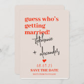 ボヘミアンスタイルのモダンな結婚式のSave the Dateカード セーブザデート (正面/裏面)