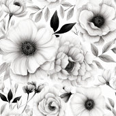 ボヘミアンスタイルのモノクロフラワーシャワーカーテン シャワーカーテン