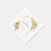 ボヘミアンスタイルの優雅なパンパス草の結婚式前パーティー スタンダードカクテルナプキン (角)