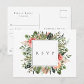 ボヘミアンスタイルの夏のウェディング・RSVP・曲リクエスト インビテーションポストカード (正面/裏面)