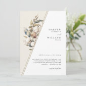 ボヘミアンスタイルの斜めコットン葉婚礼 招待状 (スタンド正面)