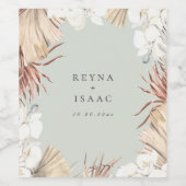 ボヘミアンスタイルの植物カスタマイズ商品 ワインラベル (シングルラベル)