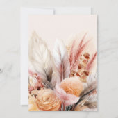 ボヘミアンスタイルの水彩パンパス草のブライダル 招待状 (裏面)