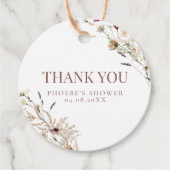 ボヘミアンスタイルの水彩花イラストのプリンセスシャワー フェイバータグ (正面)