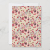 ボヘミアンスタイルの水彩花柄鹿の女の子ベビーシャワー 招待状 (裏面)