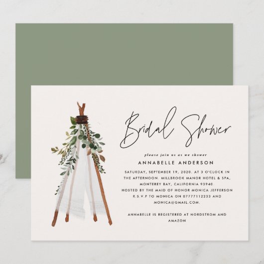 ボヘミアンスタイルの現代的なテント型の植物をモチーフにした夏のような (正面/裏面)