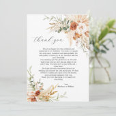 ボヘミアンスタイルの結婚式のお礼テンプレート。 サンキューカード (スタンド正面)