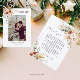 ボヘミアンスタイルの結婚式のお礼テンプレート。 サンキューカード