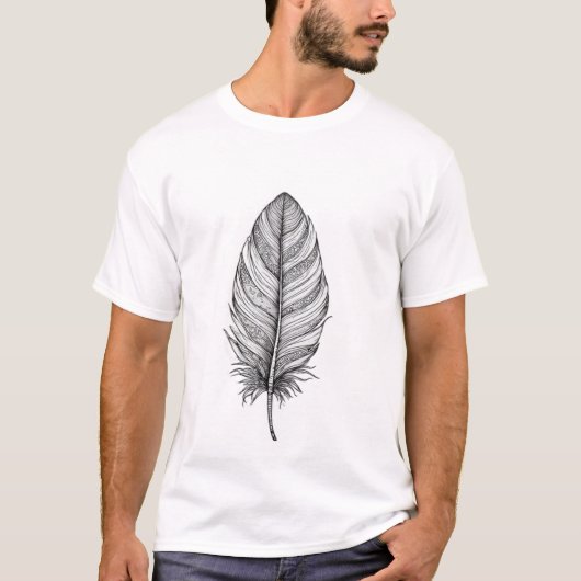 ボヘミアンスタイルの羽根の細密画 Tシャツ (正面)