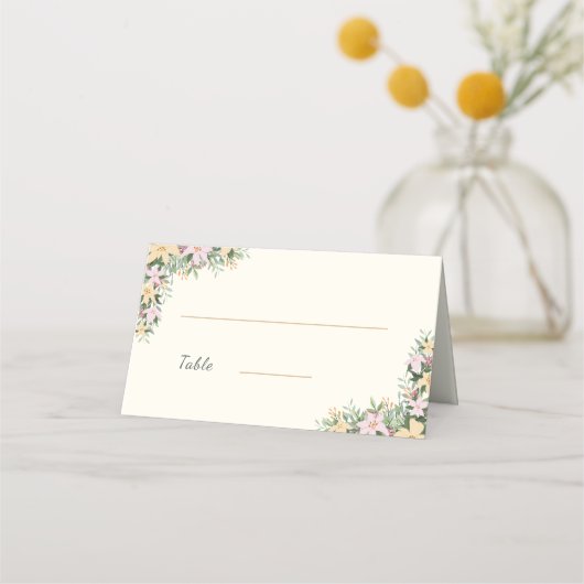 ボヘミアンスタイルの花の結婚式席札 プレイスカード (正面)