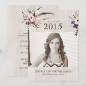 ボヘミアンスタイルの花束の卒業式招待状 招待状 (正面/裏面)