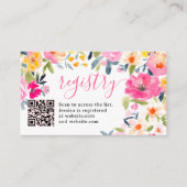 ボヘミアンスタイルの華やかな花柄の結婚前お披露目会の登録カード エンクロージャーカード (正面)