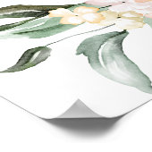 ボヘミアンスタイルの豊かなピンクの花と緑のウェディングシャワー ポスター (角)