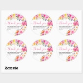 ボヘミアンスタイルの鮮やかな花の水彩画の感謝カード ラウンドシール (シート)