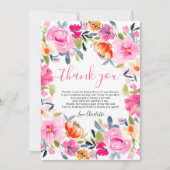 ボヘミアンスタイルの鮮やかな花の水彩画を使ったブライズシャワー サンキューカード (正面)