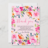 ボヘミアンスタイルの鮮やかな花の水彩画を使ったブライダルシャワーのお知らせ サンキューカード (正面)