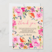 ボヘミアンスタイルの鮮やかな花の水彩画 ブライダルシャワー サンキューカード (正面)
