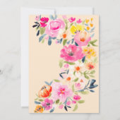 ボヘミアンスタイルの鮮やかな花の水彩画 ブライダルシャワー サンキューカード (裏面)