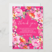 ボヘミアンスタイルの鮮やかな花の水彩画 ブライダルシャワー サンキューカード (正面)