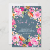ボヘミアンスタイルの鮮やかな花の水彩画 ブライダルシャワー サンキューカード (正面)