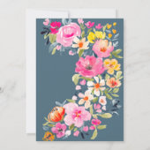 ボヘミアンスタイルの鮮やかな花の水彩画 ブライダルシャワー サンキューカード (裏面)