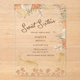 ボヘミアンスタイルスウィート16バースデーパーティー アクリル招待状