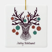 ボヘミアンスタイルトナカイとオーナメント セラミックオーナメント (裏面)