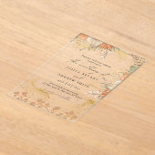 ボヘミアンスタイルパンパス結婚グラス アクリル招待状 (レイダウン)