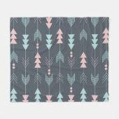 ボヘミアンスタイルボホ：民族的シームレスなパターン フリースブランケット (正面(横))