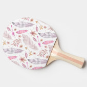 ボヘミアンスタイル花と矢印ピンポンパドル 卓球ラケット (横)