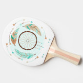 ボヘミアンスタイル花と矢印ピンポンパドル 卓球ラケット (横)