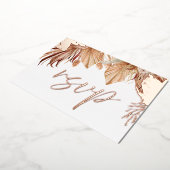 ボヘミアンスタイル ドライフラル ウェディング ローズ ゴールド フォイル RSVP 箔招待状 (回転した状態)