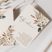 ボヘミアンスタイル ドライ フラワー グリーン ベビーシャワー 招待状