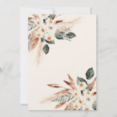 ボヘミアンスタイル ドライ フラワー グリーン ベビーシャワー 招待状 (裏面)